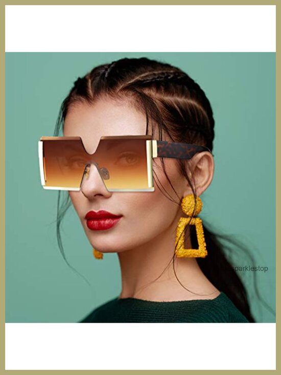 Oversized Square Rimless Sunglasses for Women Fashion Trendy Lightweight UV main image 4